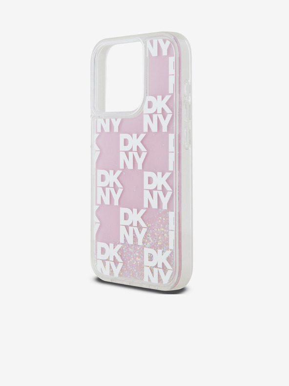 DKNY Заден капак с карирана шарка с течен блясък за iPhone 15 Pro Pink DKNY