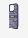 DKNY Заден капак от полиуретанова кожа с повторен десен на ивици за iPhone 15 Pro Blue DKNY