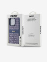 DKNY Заден капак от полиуретанова кожа с повторен десен на ивици за iPhone 15 Pro Blue DKNY