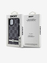 DKNY Заден капак от карирана кожа с шарка и райе за iPhone 15 черен DKNY
