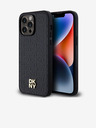 DKNY PU Кожа с повтарящ се десен Stack Logo Magsafe заден капак за iPhone 13 Pro Max Black DKNY