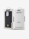 DKNY PU Кожа с повтарящ се десен Stack Logo Magsafe заден капак за iPhone 13 Pro Max Black DKNY