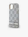 DKNY Заден капак от карирана кожа с шарка и райе за iPhone 14 Beige DKNY