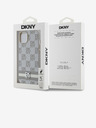 DKNY Заден капак от карирана кожа с шарка и райе за iPhone 14 Beige DKNY