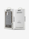 DKNY PU кожа Повтарящ се модел на дъното Stripe MagSafe заден капак за iPhone 14 Brown DKNY