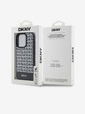 DKNY PU Кожа Повтарящ се модел на дъното Stripe MagSafe заден капак за iPhone 15 Pro Max Black DKNY