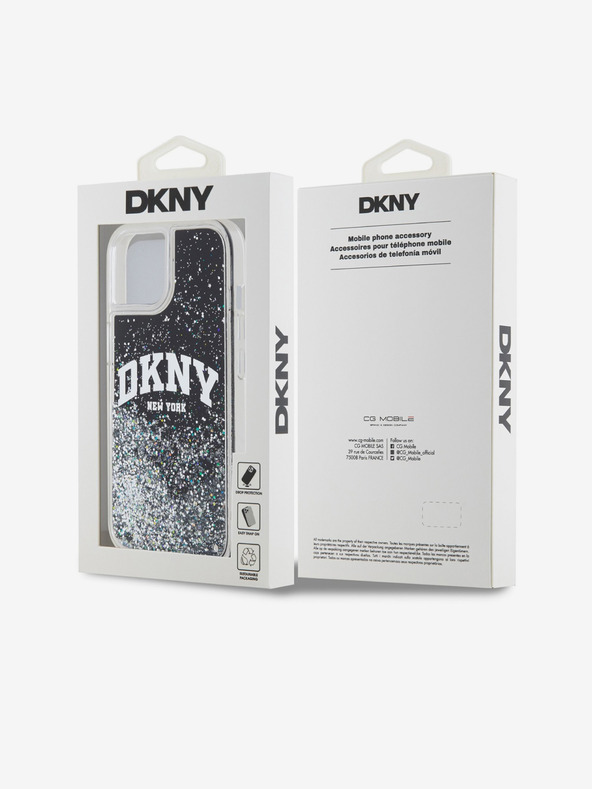 DKNY Заден капак с лого на арка с течен блясък за iPhone 14 Black DKNY