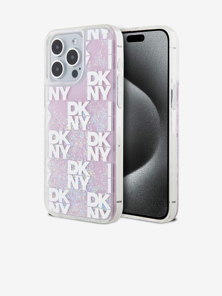 DKNY Заден капак с карирана шарка с течен блясък за iPhone 15 Pro Max Pink DKNY