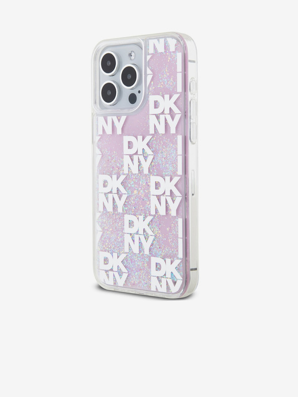 DKNY Заден капак с карирана шарка с течен блясък за iPhone 15 Pro Max Pink DKNY