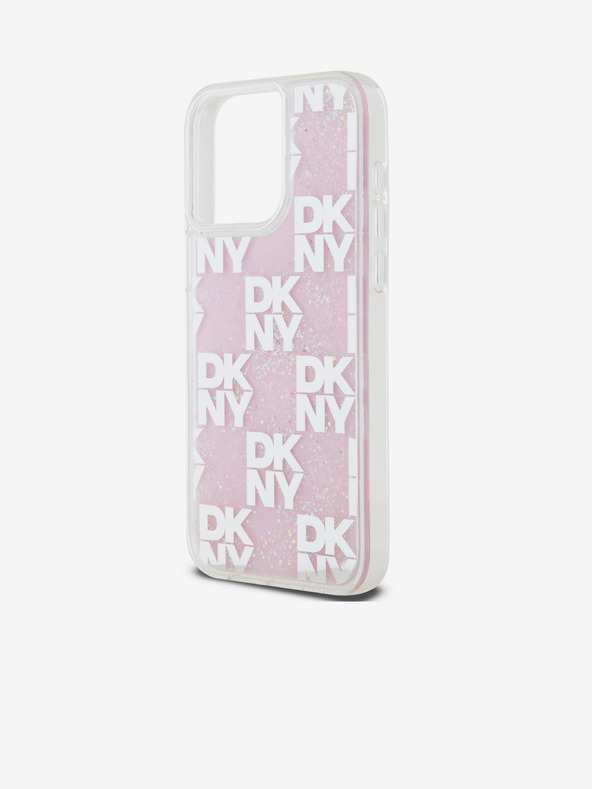 DKNY Заден капак с карирана шарка с течен блясък за iPhone 15 Pro Max Pink DKNY