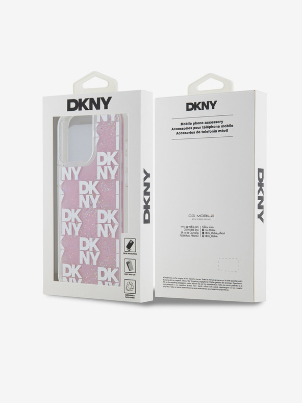 DKNY Заден капак с карирана шарка с течен блясък за iPhone 15 Pro Max Pink DKNY