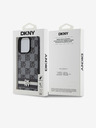 DKNY Заден капак от карирана кожа с шарка и райе за iPhone 15 Pro Black DKNY