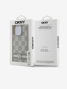 DKNY Заден капак от PU кожа с кариран десен и райе за iPhone 14 Pro Beige DKNY