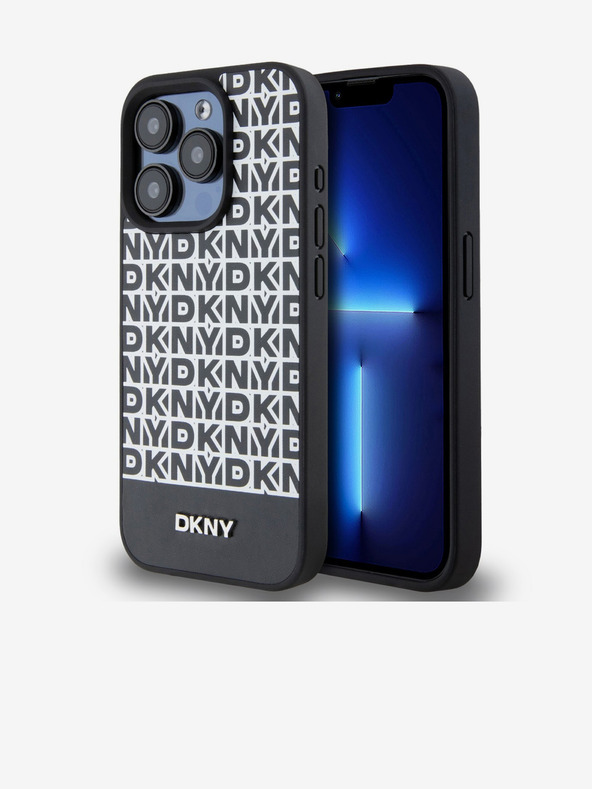 DKNY PU кожа повтарящ се модел с долна ивица MagSafe заден капак за iPhone 12/12 Pro черен DKNY