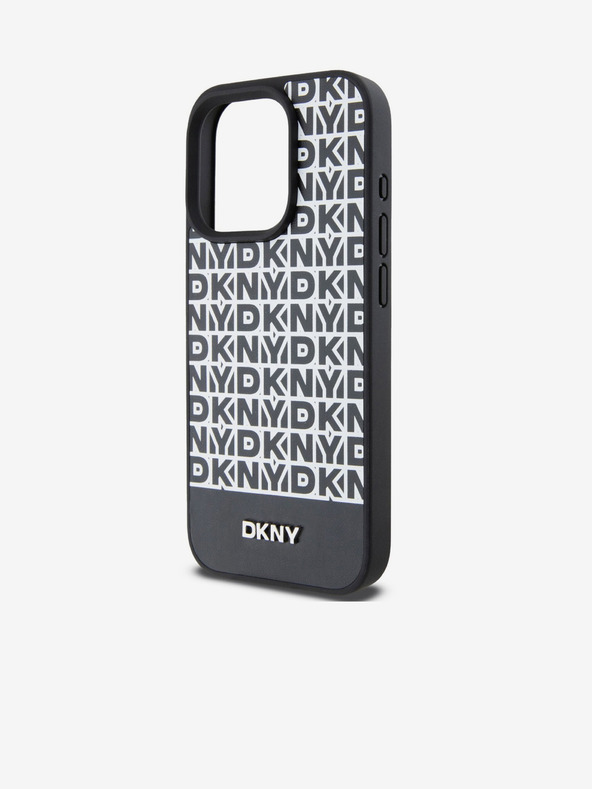 DKNY PU кожа повтарящ се модел с долна ивица MagSafe заден капак за iPhone 12/12 Pro черен DKNY