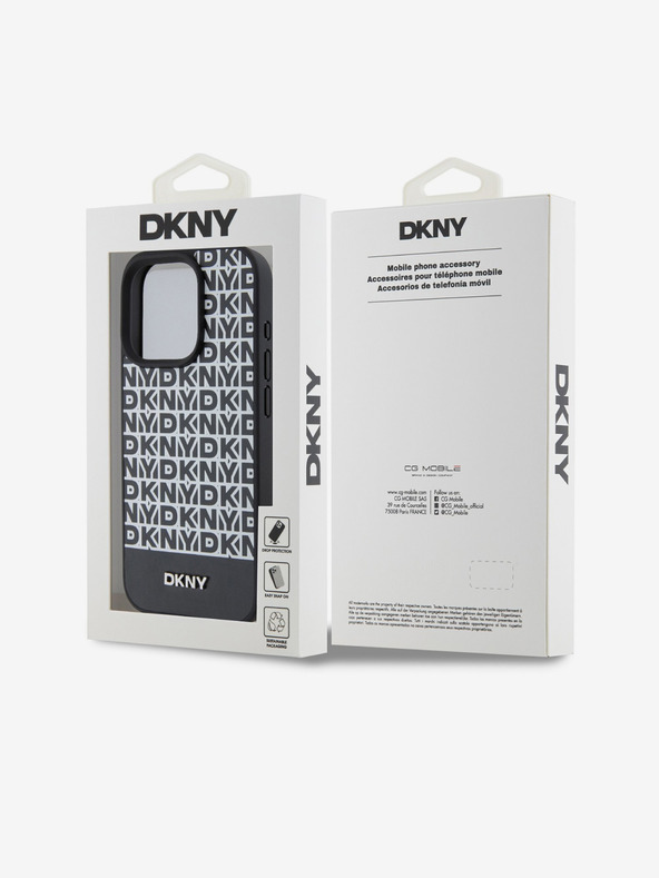 DKNY PU кожа повтарящ се модел с долна ивица MagSafe заден капак за iPhone 12/12 Pro черен DKNY