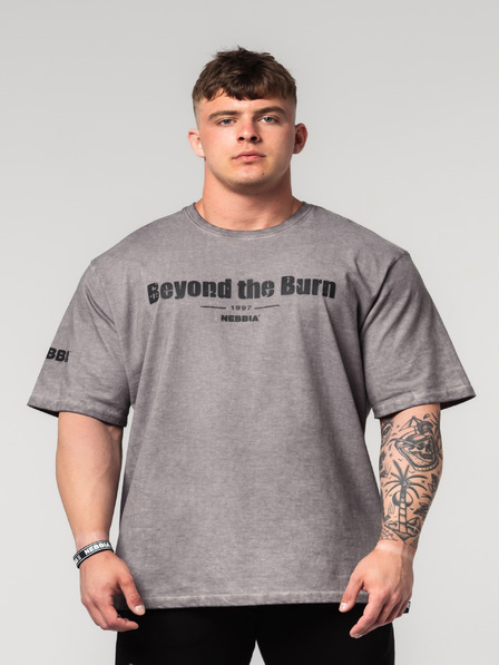 Nebbia Изпрана памучна тениска с голямо тегло GRIND 370