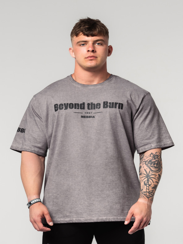 Nebbia Изпрана памучна тениска с голямо тегло GRIND 370