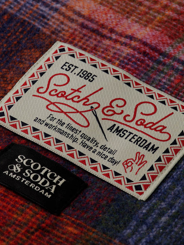 Scotch & Soda Червено-син мъжки кариран шал Scotch & Soda