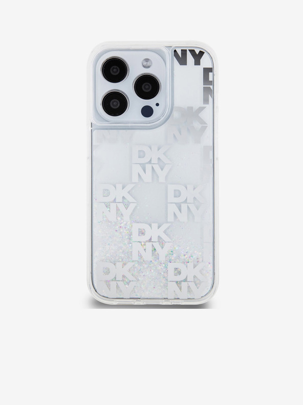 DKNY Заден капак с кариран модел с течен блясък за iPhone 15 Pro Transparent DKNY