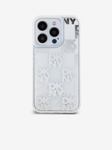 DKNY Заден капак с кариран модел с течен блясък за iPhone 15 Pro Transparent DKNY