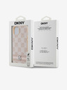 DKNY Заден капак от полиуретанова кожа с кариран модел и райета за iPhone 13 Pink DKNY