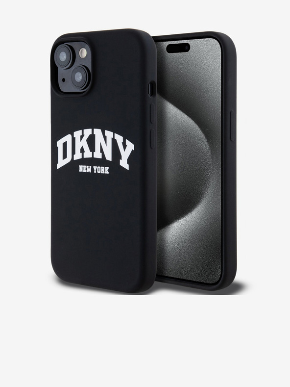 DKNY Течен силиконов капак с лого на арката MagSafe за iPhone 14 Black DKNY