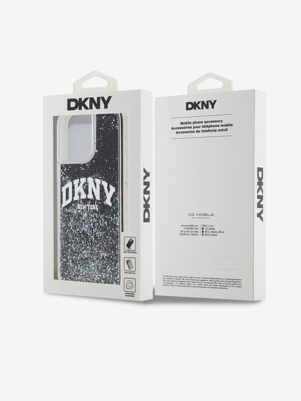 DKNY Заден капак с течен блясък с логото на арката за iPhone 14 Pro Max Black DKNY