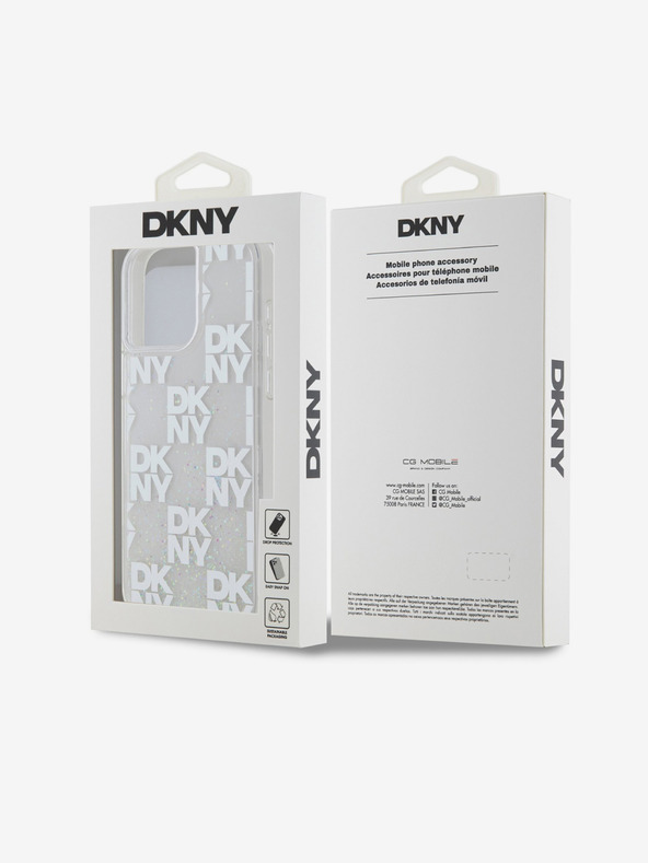 DKNY Заден капак с карирана шарка с течен блясък за iPhone 15 Pro Max прозрачен DKNY