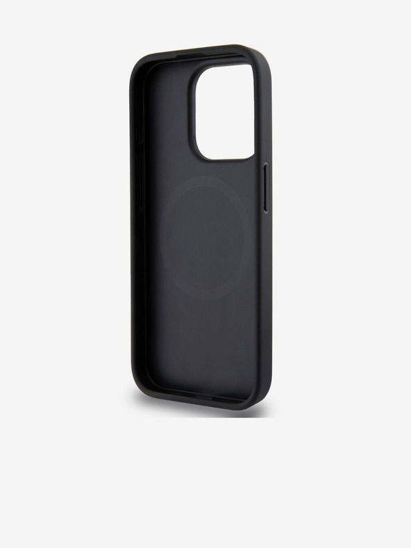 DKNY PU Leather Silver Metal Logo Magsafe заден капак за iPhone 15 Pro Grey DKNY