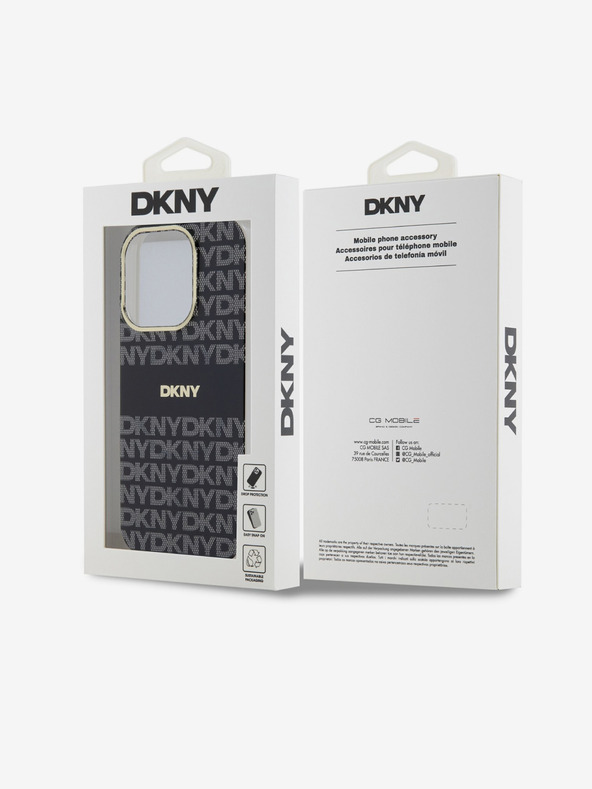 DKNY PC/TPU Repeat Pattern Tonal Stripe Magsafe Back Cover за iPhone 15 Pro Black DKNY