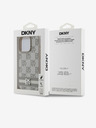 DKNY Заден капак от PU кожа с кариран десен и райе за iPhone 13 Pro Max Beige DKNY
