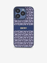DKNY PU Кожен заден капак с повтаряща се шарка на тонове за iPhone 15 Pro Max Blue DKNY