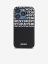 DKNY Заден капак от полиетиленова кожа с повтарящ се модел на джоба за карта за iPhone 15 Pro Black DKNY