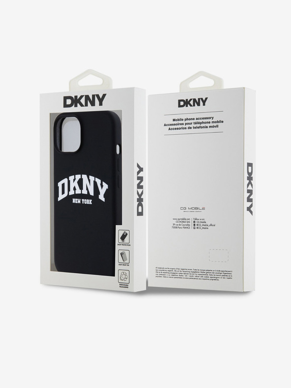 DKNY Течен силикон с лого на арката MagSafe за iPhone 13 черен DKNY