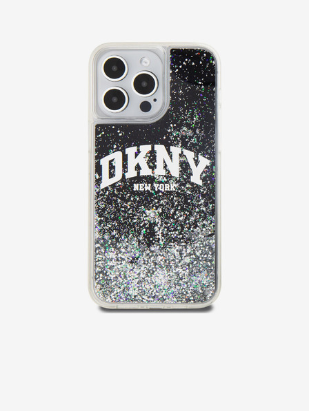 DKNY Заден капак с течен блясък с логото на арката за iPhone 15 Pro Max Black DKNY