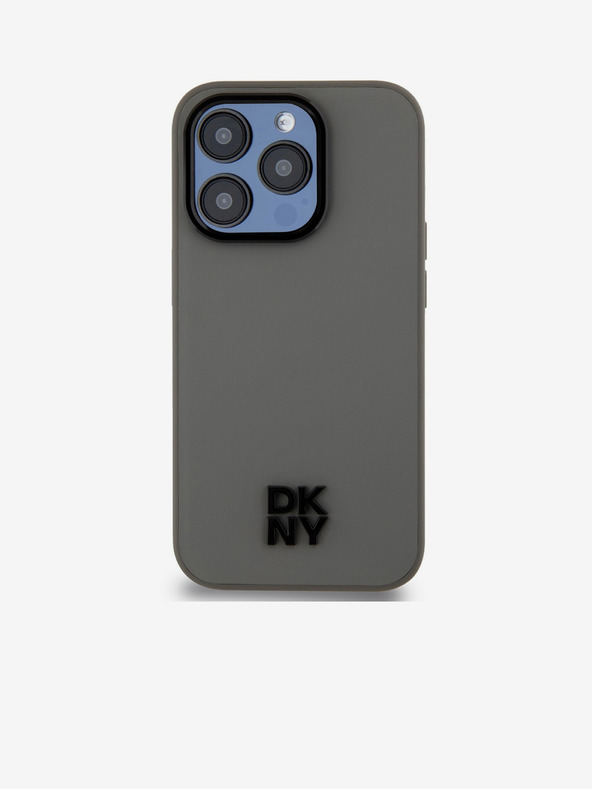 DKNY Заден капак за iPhone 15 Pro сив DKNY PU Leather Stack Logo Magsafe