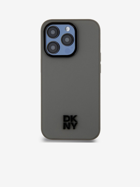DKNY Заден капак за iPhone 15 Pro сив DKNY PU Leather Stack Logo Magsafe