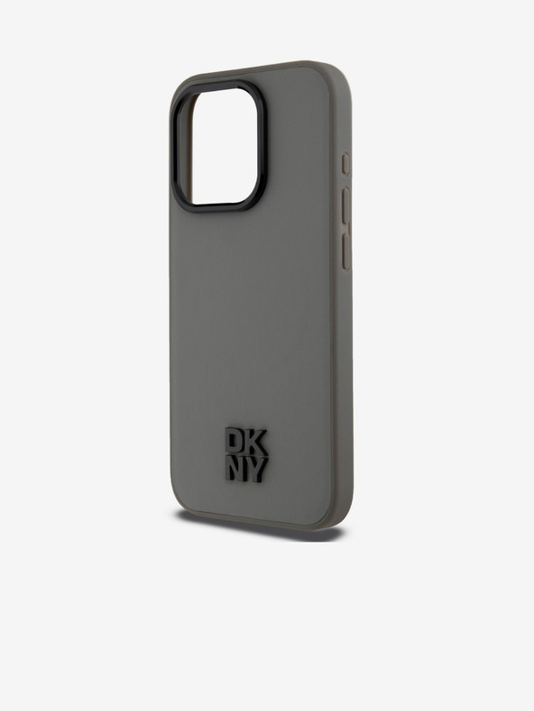 DKNY Заден капак за iPhone 15 Pro сив DKNY PU Leather Stack Logo Magsafe