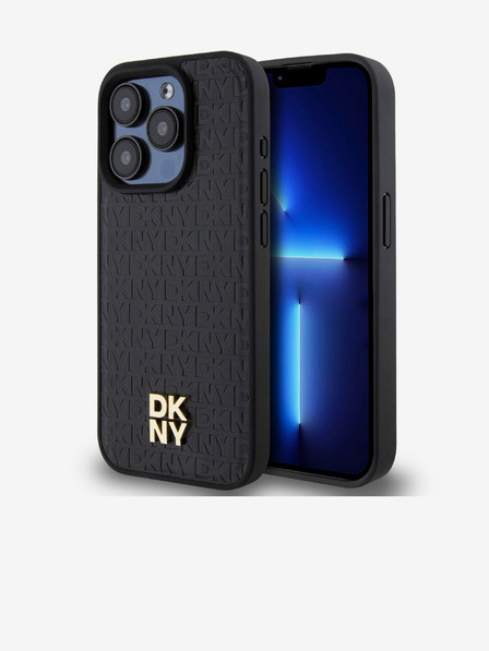 DKNY PU кожа с повтарящ се модел Stack Logo Magsafe заден капак за iPhone 14 Pro Max Black DKNY