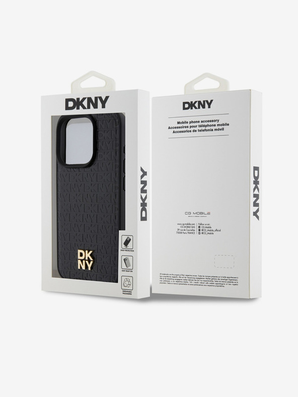 DKNY PU кожа с повтарящ се модел Stack Logo Magsafe заден капак за iPhone 14 Pro Max Black DKNY