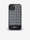 DKNY PU Кожа с повтарящ се модел на дъното Stripe MagSafe заден капак за iPhone 14 Black DKNY