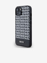 DKNY PU Кожа с повтарящ се модел на дъното Stripe MagSafe заден капак за iPhone 14 Black DKNY