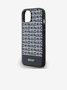 DKNY PU Кожа с повтарящ се модел на дъното Stripe MagSafe заден капак за iPhone 14 Black DKNY