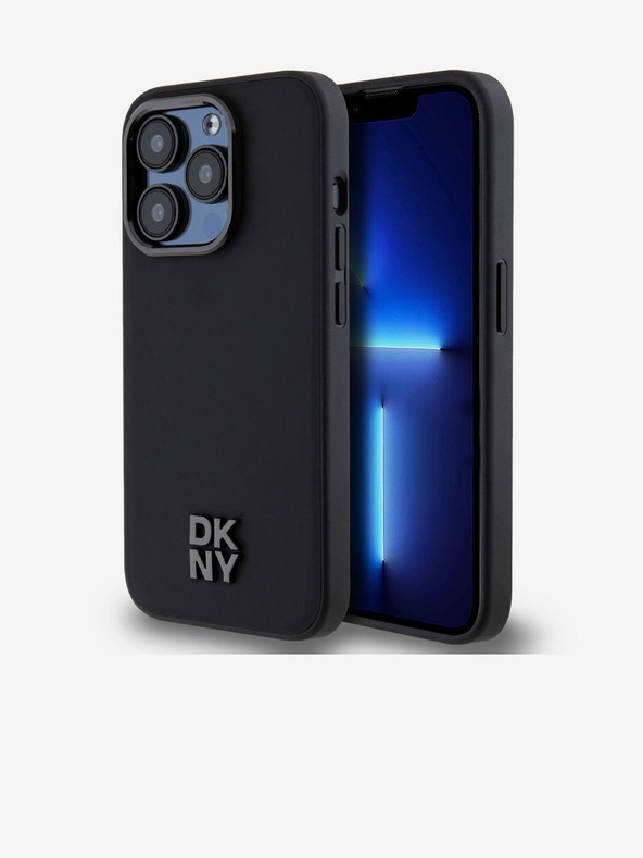 DKNY PU Кожен заден капак Magsafe с лого на стека за iPhone 15 Pro Black DKNY