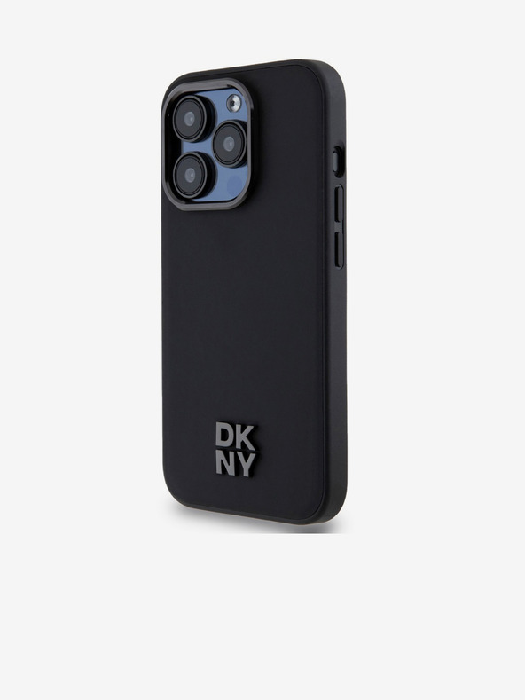 DKNY PU Кожен заден капак Magsafe с лого на стека за iPhone 15 Pro Black DKNY