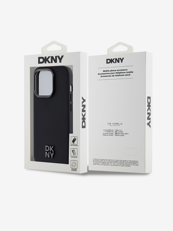 DKNY PU Кожен заден капак Magsafe с лого на стека за iPhone 15 Pro Black DKNY
