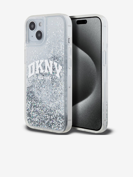 DKNY Заден капак с логото на течен блясък за iPhone 15 Прозрачен DKNY