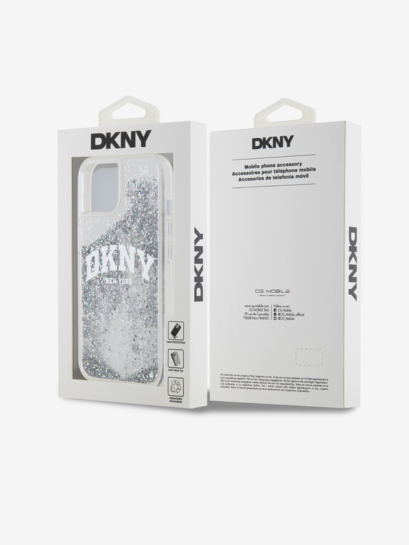 DKNY Заден капак с логото на течен блясък за iPhone 15 Прозрачен DKNY