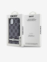 DKNY Заден капак от PU кожа с кариран десен и райе за iPhone 14 черен DKNY